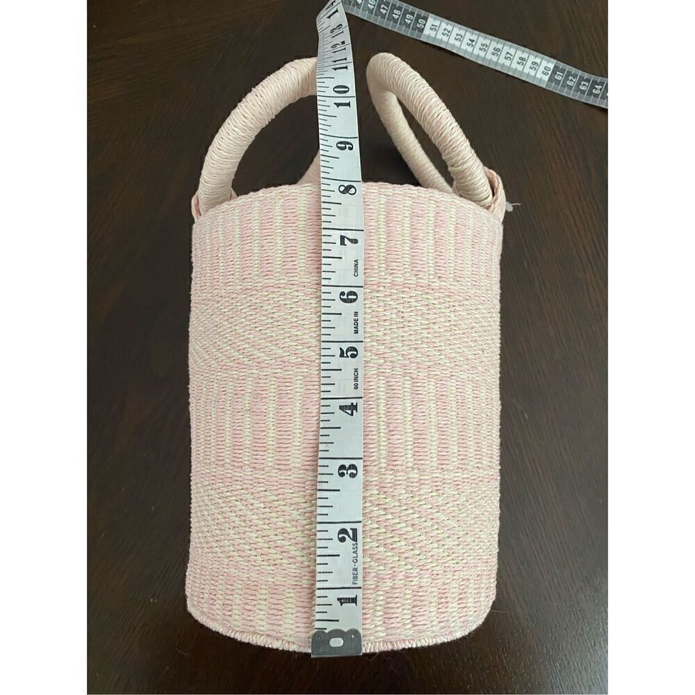 SIGRID OLSEN NWT Woven Pink & Cream Bucket Beach Bag Purse Tote - Picture 8 of 9